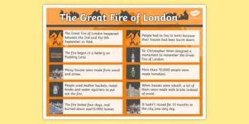 The Great Fire Of London Facts Display Poster Ks1 Resource