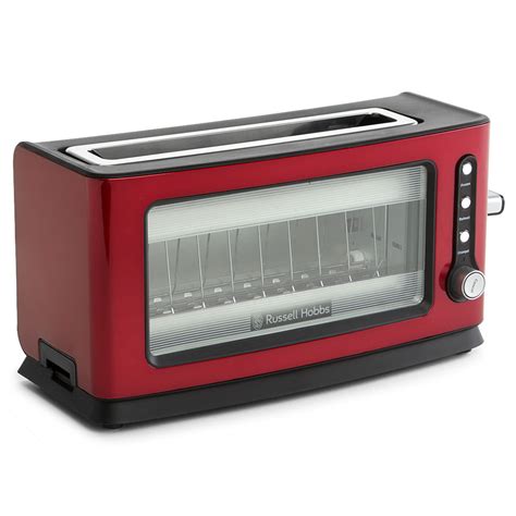 Russell Hobbs Perfect Toast Glass Wall Toaster Red