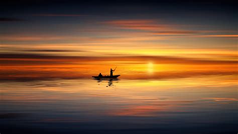 Boat Ocean Sunset Landscape 5k Hd Photography 4k