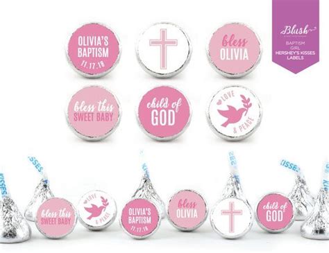 New 108 Personalized Hersheys Kisses Stickers Girl Baptism Etsy