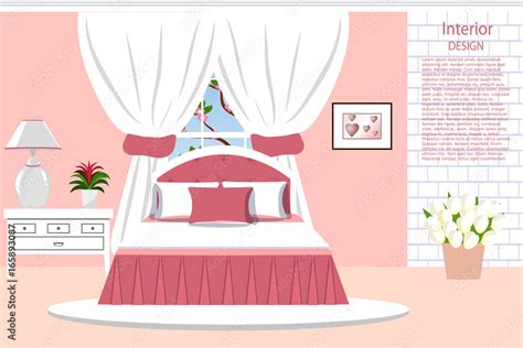 The Interior Of The Bedroom Room In Pink Color For Girls Cartoon