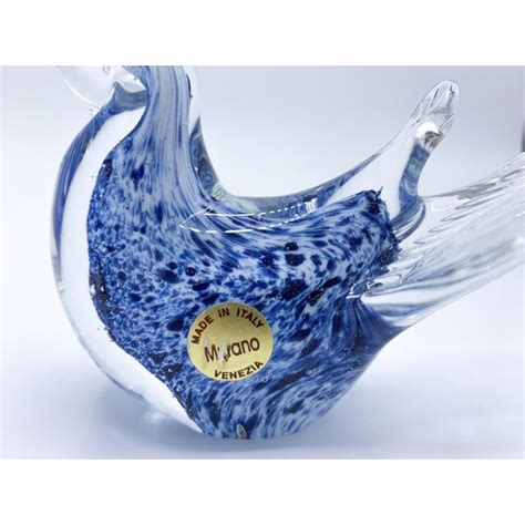 Blue Aventurine Venetian Murano Glass Bird Paperweight Chairish