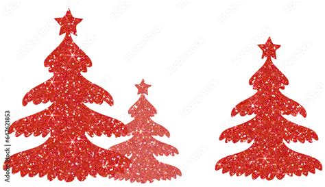 Red Christmas Tree Glitter On Transparent Background Christmas