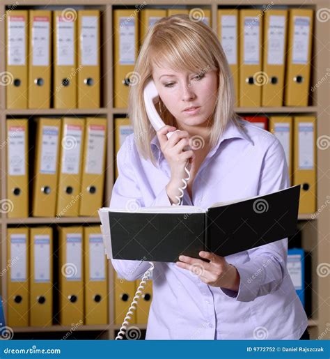 Blonde In Office Stock Photo Image Of Notebook Brunette