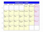Calendario Febbraio 1980 da stampare - Quaresima, Carnevale, Marted ...