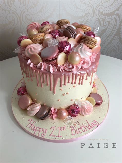 Rose Gold Drip Cake 21st Birthday Cakes Candy Birthday Cakes Pretty