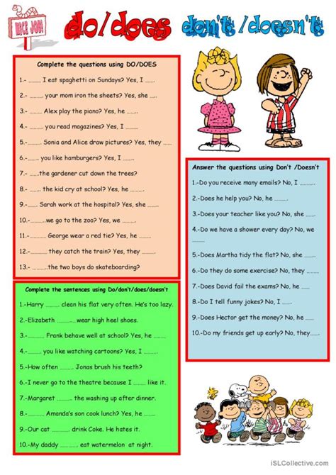 Do Does Don T Doesn T English Esl Worksheets Pdf Doc