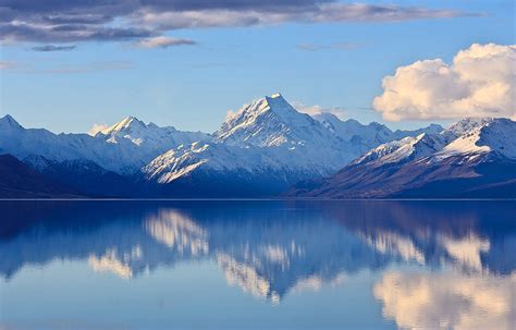 山库克山倒影湖普卡基湖山顶新西兰山脉湖风景反射摄影素材汇图网