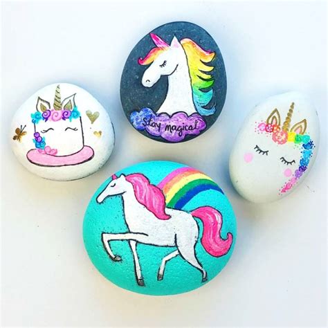 How To Paint Unicorn Rocks Four Different Ways Rock Crafts Rock