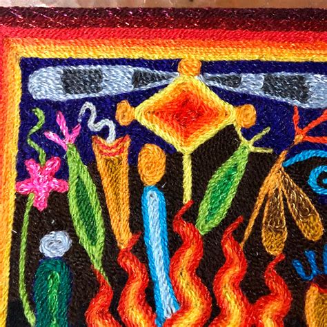 Huichol Yarn Art 6” X 6” Sacred Symbols From Nayarit Mexico