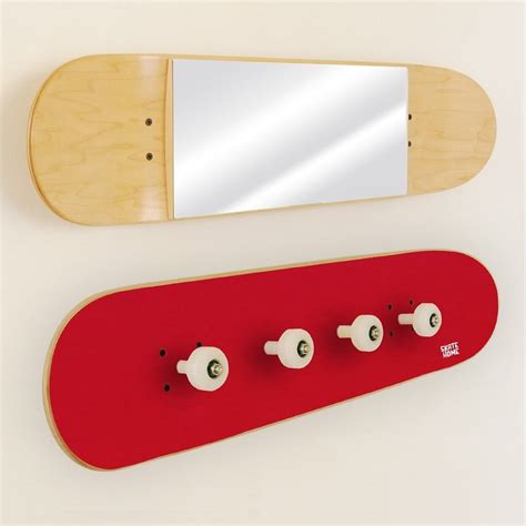 Skateboard Mirror And Coat Rack Set Petagadget