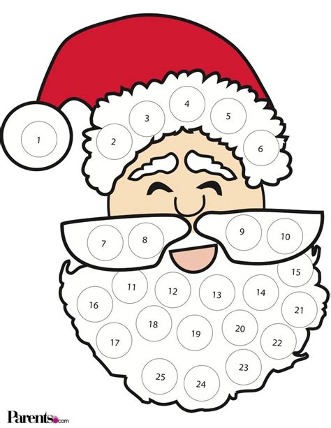 Free Printable Santas Beard Cotton Ball Calendar Artesanato