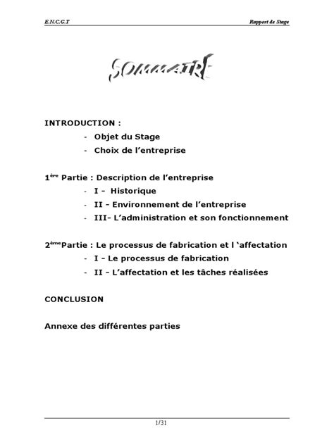 Exemple Dintroduction De Rapport De Stage En Entreprise Pdf Le