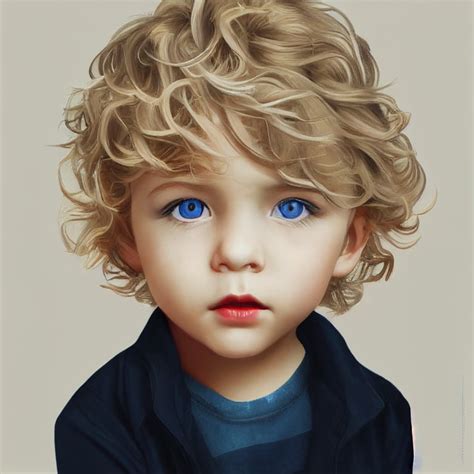 Prompthunt 3 Years Old Boy Angel Face Blue Eyes Blond Short Curly Hair