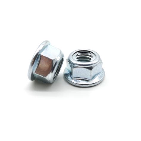 Iso7044 Low Strength Carbon Steel Flange Nuts Blue White Zinc M10x1 25
