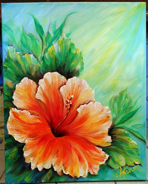 Hawaiin Hibiscus C Angela ♕ Anderson Flower Painting