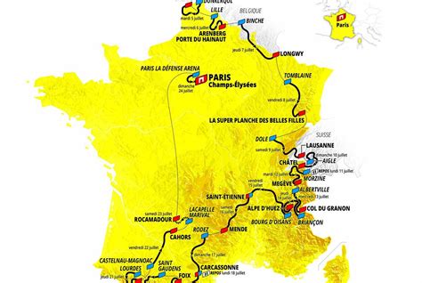 Tour de France La carte et toutes les étapes de la e édition