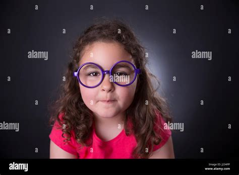 Beautiful Caucasian Girl With Purple Glasses Stock Photo Alamy