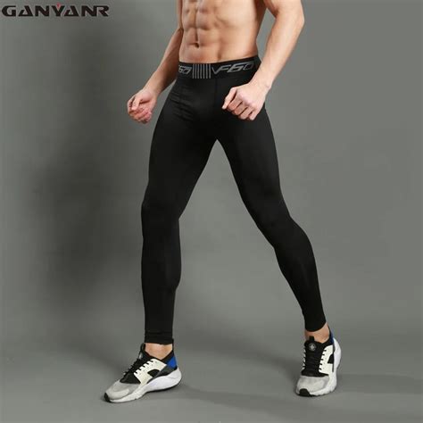 ganyanr brand running tights men fitness sport leggings yoga pants plus size sportswear sexy