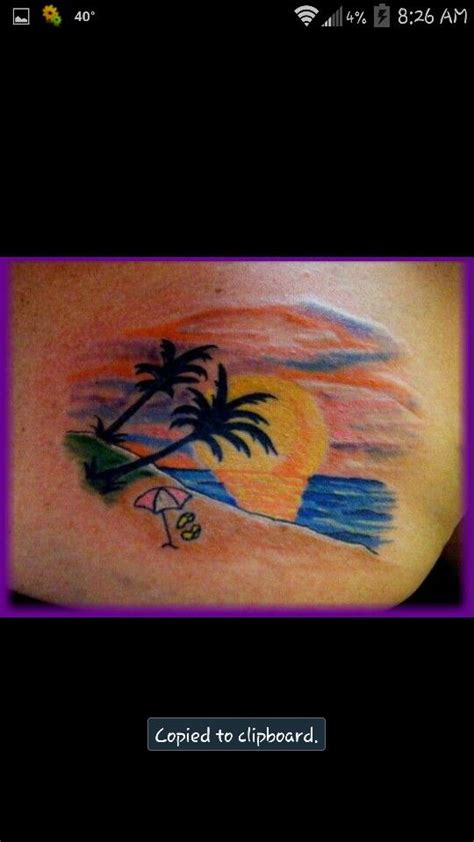 my sonja combs tattoo beach sunset with palm trees and flip flops tattoos for daughters