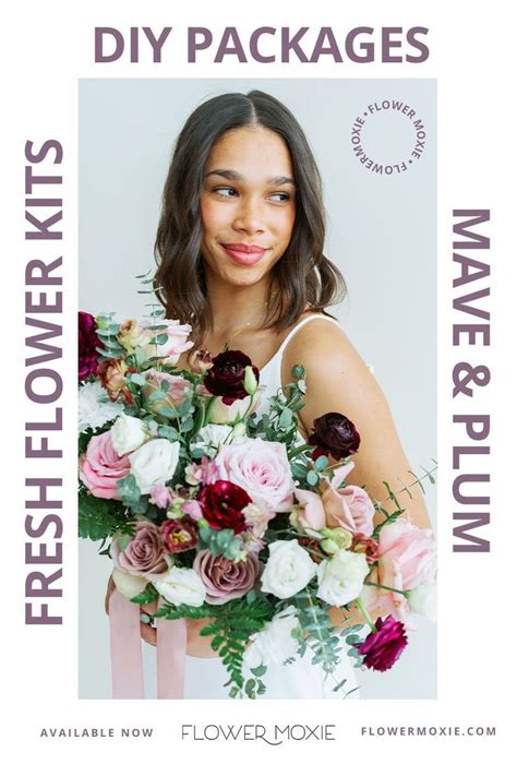 A Woman Holding A Bouquet Of Flowers With The Words Fresh Flower Kits