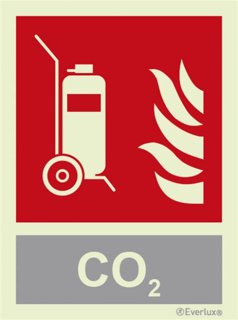 Wheeled Fire Extinguisher Sign With Integrated Co2 Fire Extinguishing