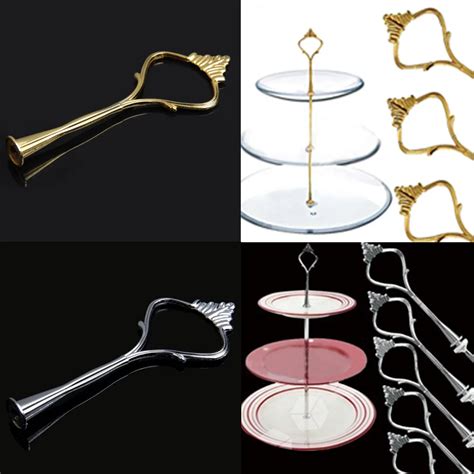 5 Set Of 3 Tier Three Layers Cake Plate Stand Holder Crown Metal Rod