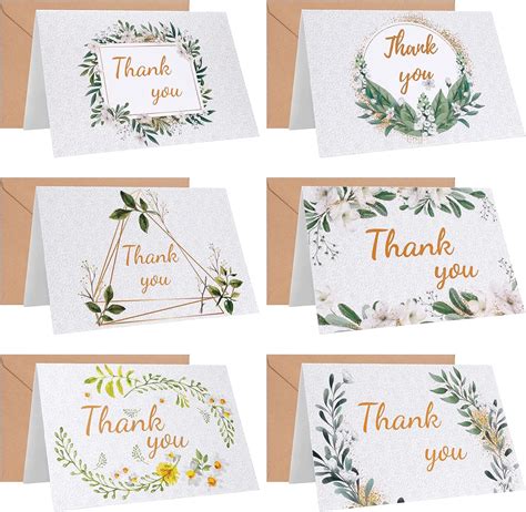 Amazon Com Thank You Cards With Kraft Envelopes And Coordinating