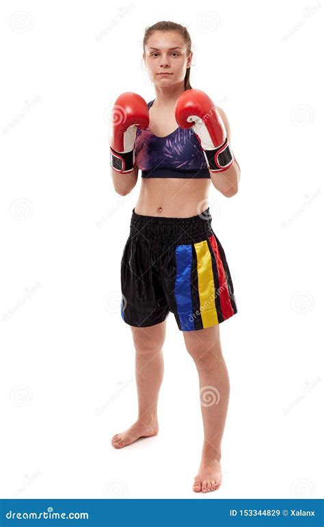 Kickboxing Girl On White Stock Image Image Of Healthy 153344829