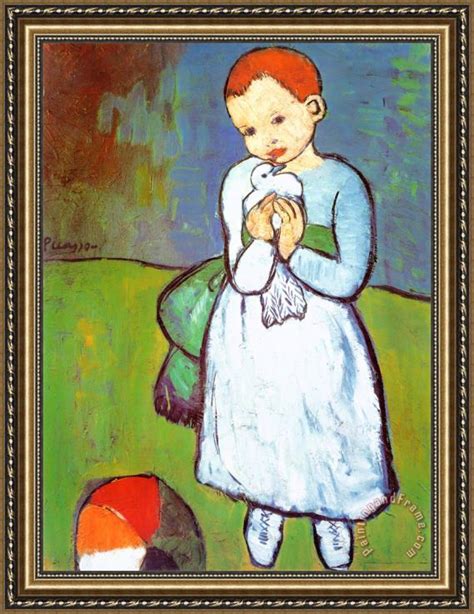Pablo Picasso Child With A Dove C 1901 Framed Painting For Sale