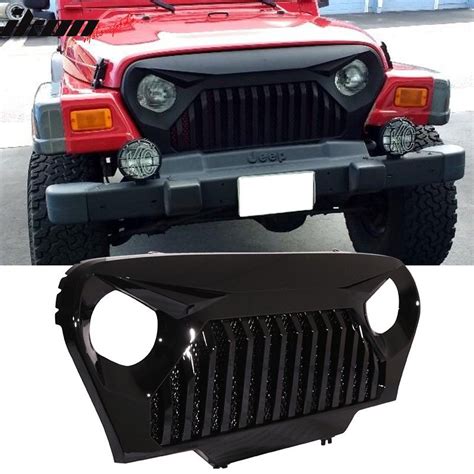1997 2006 Jeep Wrangler Tj V2 Top Fire Style Grille Gloss Black Abs