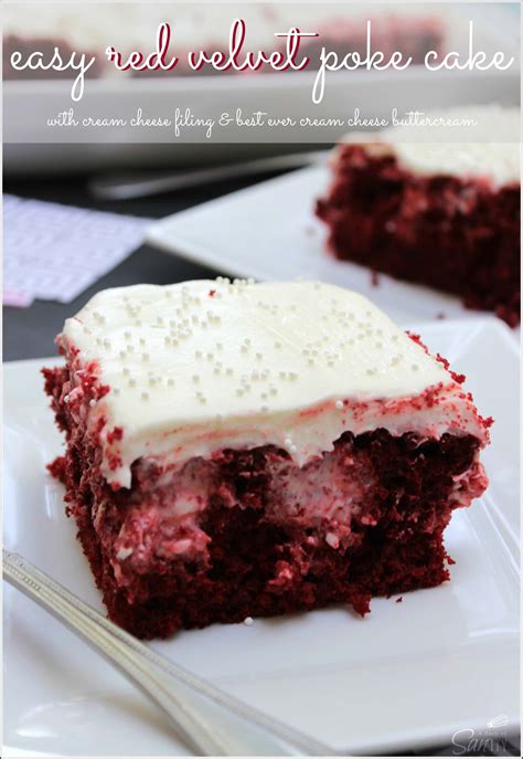 easy red velvet poke cake best ever cream cheese buttercream recipe desserts cake recipes