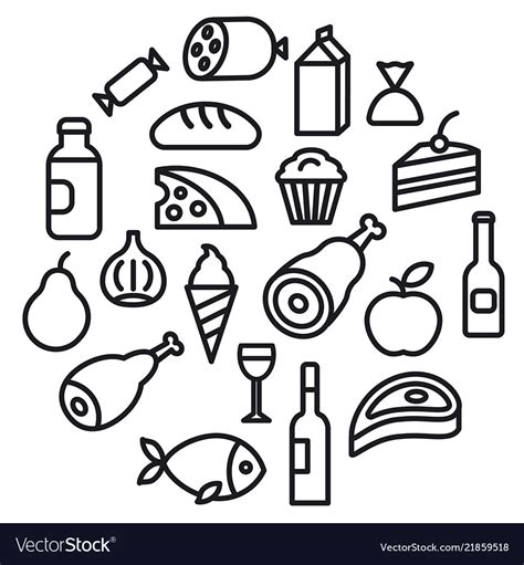 Food Grocery Icons Royalty Free Vector Image Vectorstock