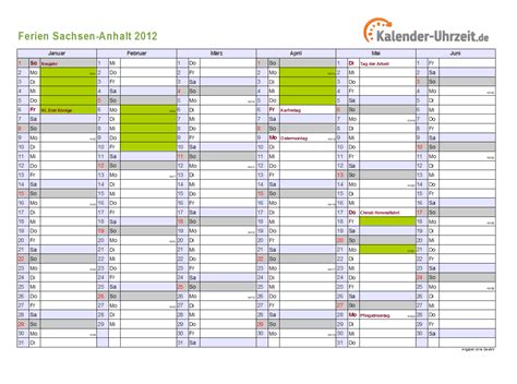 Möchten sie beide, verwenden sie für das zweite kalenderjahr einfach die rückseite des dina4 blattes. Ferien Sachsen-Anhalt 2012 - Ferienkalender zum Ausdrucken