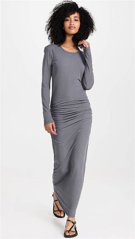 James Perse Skinny Crew Dress In Gray Lyst