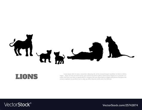 Black Silhouette Lion Pride Royalty Free Vector Image