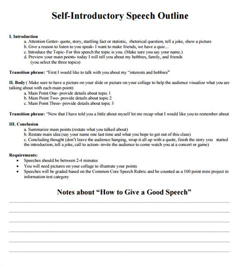 7 Self Introduction Speech Examples For Free Download Pdf Sample