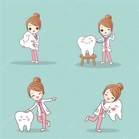 Cute Cartoon Dentist With Tooth And Smile Happily Premium Vector In