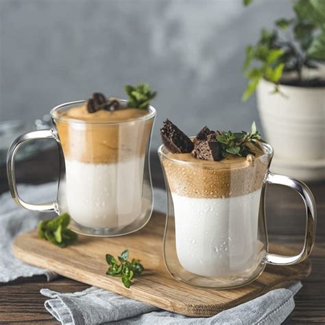 Ecooe 2x240ml Double Walled Coffee Glasses Mugs Cappuccino Latte Macchiato Glasses Cups With