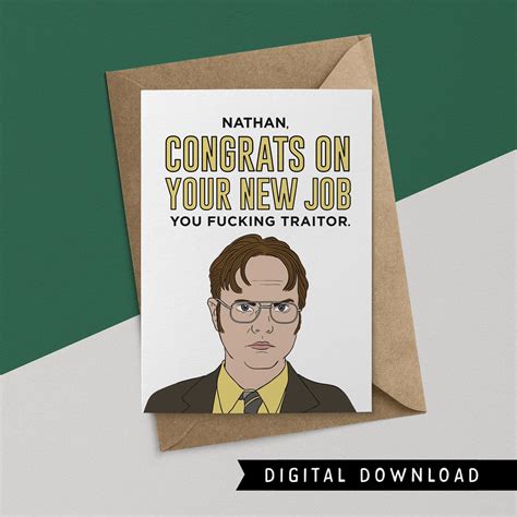 BUY GET FREE Printable Goodbye Instant Download Dwight Schrute Gift Funny Goodbye Card