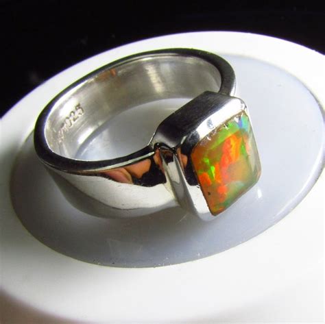 Ethiopian Opal Ring Size 8 34 New 2015 Tucson Gem Shows 8 X 10mm Stone