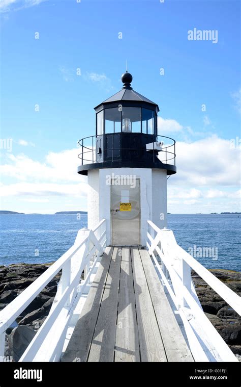 Long Walkway Leading To The Marshall Point Lighthouse In Maine