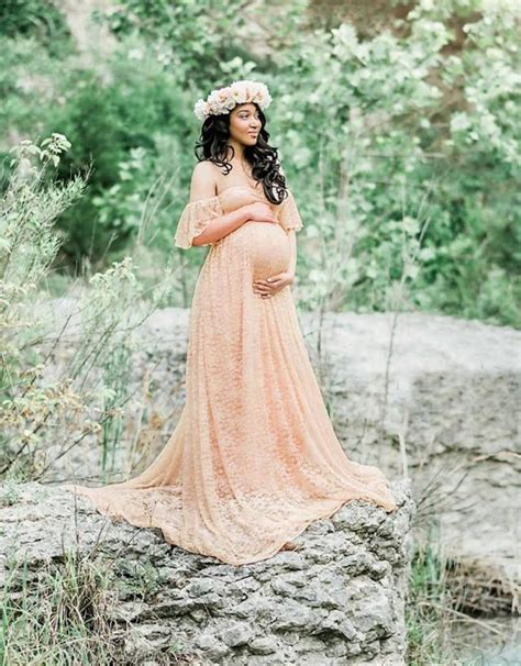 Pregnant Women Lace Maxi Dresses Maternity Gown Photography Props Photo Shoot Lace Dress Long