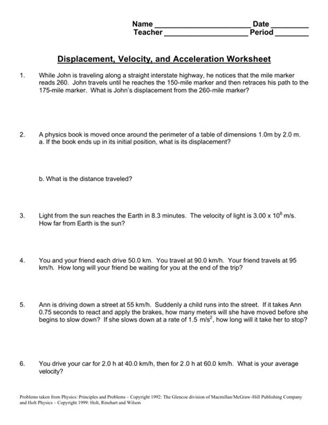 The object is not moving. 31 Velocity And Acceleration Calculation Worksheet Answer Key - Free Worksheet Spreadsheet