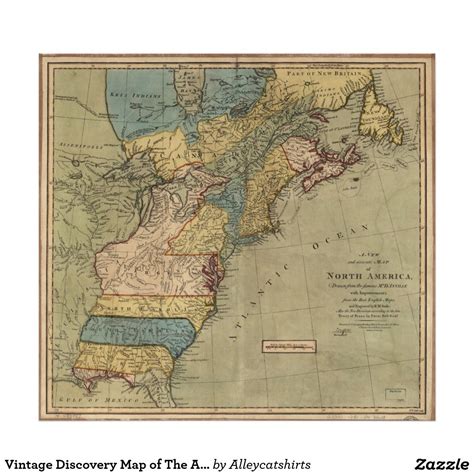 Vintage Discovery Map Of The Americas 1771 Poster In