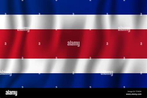 Costa Rica Realistic Waving Flag Vector Illustration National Country Background Symbol