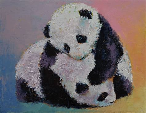 Baby Panda Rumble Oil Painting By Michael Creese Panda Art Canvas