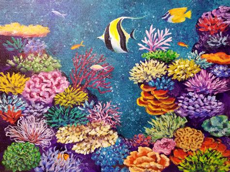 Coral Reef Drawing Coral Painting Canvas Painting Tutorials Painting