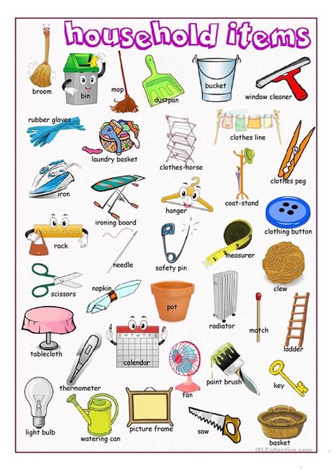 Household Items Picture Dictionary With Images Learn English