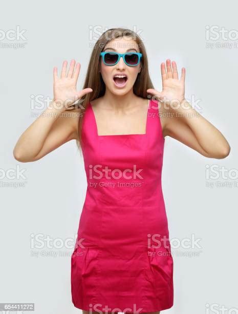 Portrait Of Beautiful Girl Screaming At The Camera Stock Photo